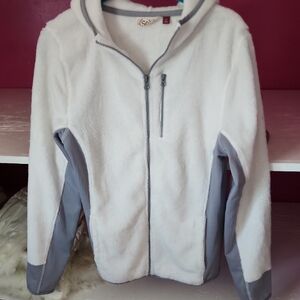 SO White and Gray Women Ski Fleece Jacket